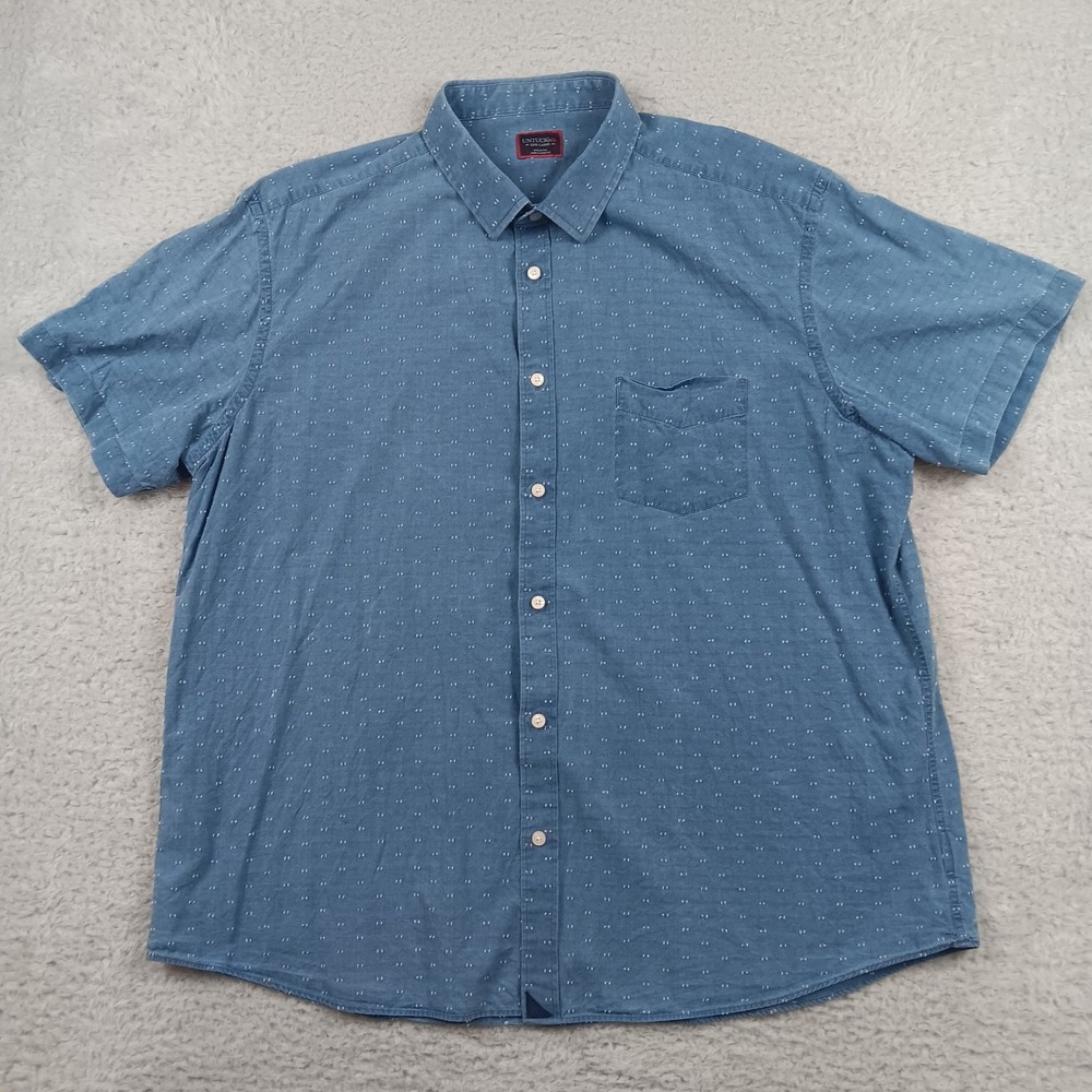 UNTUCKit Olivier Button Down Shirt Mens 3XL Blue Dash Short Sleeve 35896